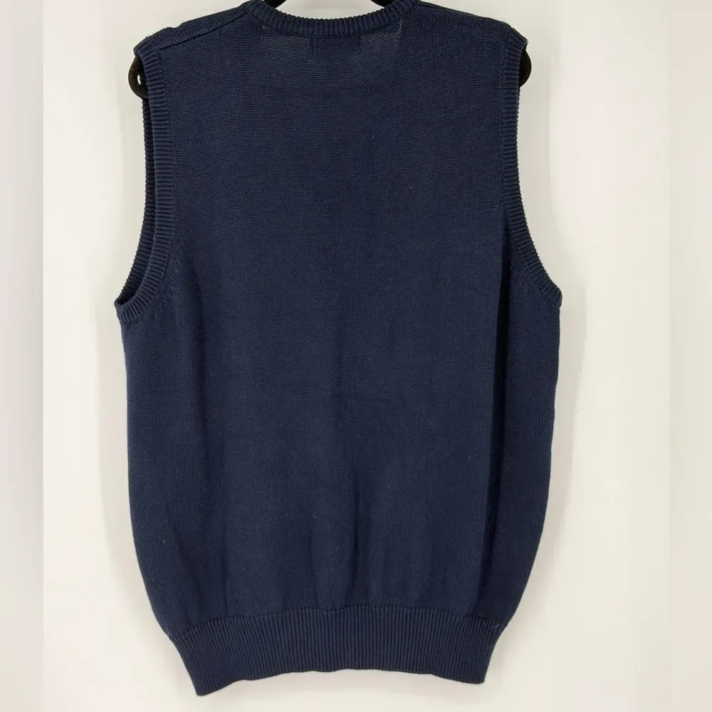 La Mode Men’s Finlandia Embroidered Navy Knit Vest L